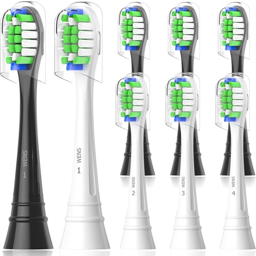 WENS Sanfte Ersatzbürsten Kompatibel mit Philips Sonicare Elektrische Zahnbürste, Aufsätze Passend für täglich präzise Zahnreinigung, 8er (Weiß+Schwarz)