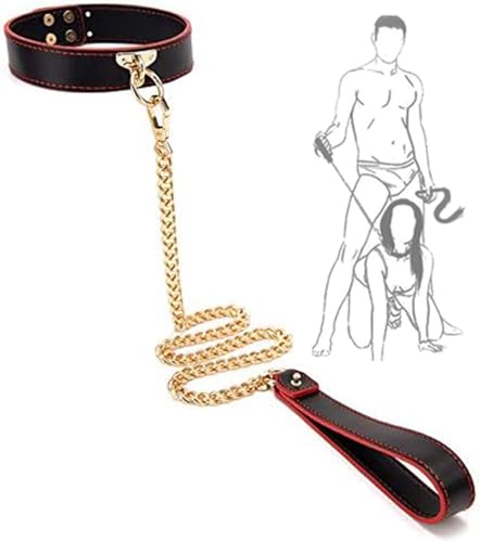 LEVIOC’S Collier Élégant et Luxueux, avec Une chaîne en Or et Un Collier Rouge avec Une cravache Rouge pour Femmes, cavalières, amateurs de luxe – vue 2