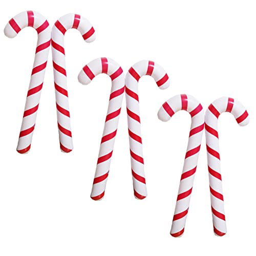 Plcnn Lot de 6 cannes à sucre gonflables, 88 cm, décorations de Noël, jouets à suspendre pour fête, décoration intérieure ou extérieure, cadeaux de vacances Rouge Cover