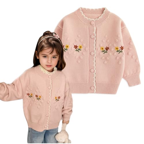 Image of Simplee kids Baby Sweater Toddler Girls Cardigan Sweater Embroidered Strawberry Knit Sweater