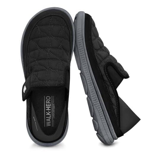 Mens Slippers for Plantar Fasciitis, Casual Mens Slip on Shoes with Arch Support, Orthopedic House Slippers for Men, Indoor Outdoor Mules & Clogs for Pain Relief (Black, 10.5)