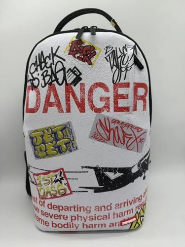 Sprayground Jetblast Tag DLXSV Backpack, OS, White/Multicolor, Unisex, 100% PVC, Multiple Compartments, Streetwear Design2