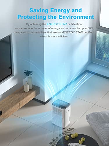 Energy Star 70 Pints Dehumidifiers For Home, Veagaso 5,000 Sq.ft Dehumidifier For Basement With Drain Hose, Large Room, Bathroom, Closet, Intelligent Humidity Control, Cloth Cover For Storage, White #TOP3