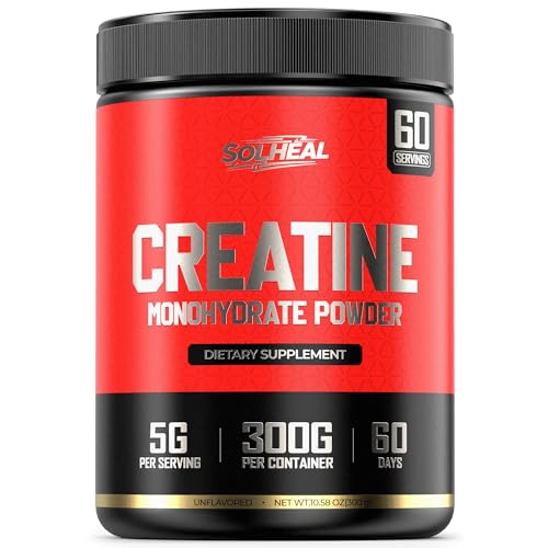 SolHeal 3X Muscle Growth Creatine Monohydrate, 5000mg Micronized Creatina Monohidratada for Women & Men, Pre-Workout Creatine Supplement Supporting Energy Endurance & Recovery