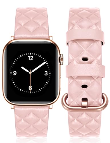 Bracelet en cuir Newlibery compatible Apple Watch 45mm 44mm 42mm 46mm 49mm pour femme