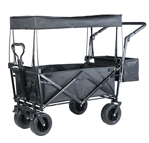 Carrito Compras Plegable Acampar con toldo, Carrito Playa y jardín 4 Ruedas, Actividades al Aire Libre, Festivales y Compras.