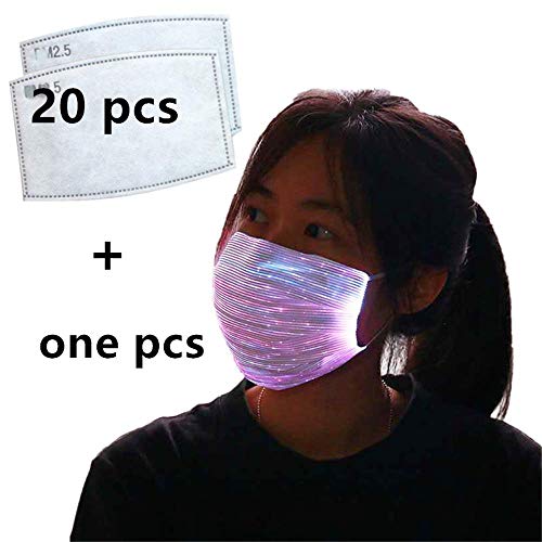 7 Color Lights LED Light up Face Mask USB Rechargeable Glowing Luminous Dust