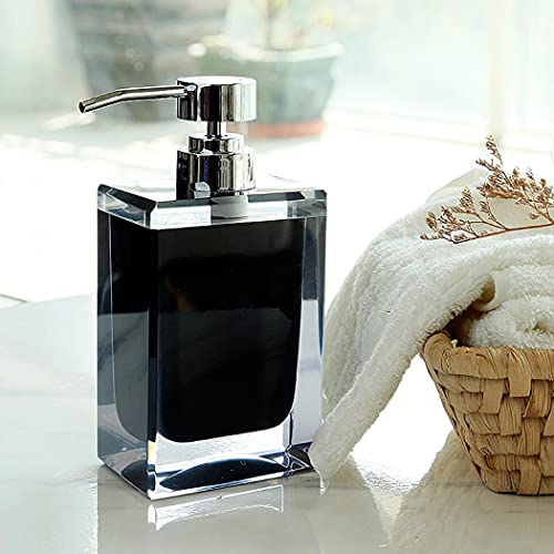 Gelory Dispensador de jabón de resina de 200 ml cuadrado recargable, botella de champú y loción, dispensador de jabón de manos para hotel, restaurante, baño, cocina, oficina, color negro Cover