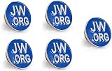 Jehovah Witness - 3/4" Round Blue Lapel Pin - JW.org Neck Tie Hat Tack Clip Women or Men Suits -5 Pc