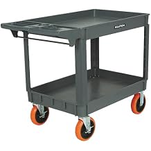 Klutch 2-Shelf All-Terrain Utility Cart, 700-Lb. Capacity, 46in.L x 24in.W x 36in.H