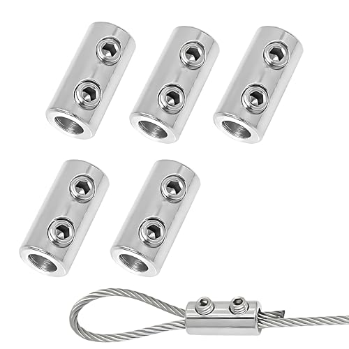 5 pieces for 1.5-2 mm wire rope code closure Drahtseil-Code-Verschluss Doppelloch Metall Kupfer Clips Stahl Draht Seil Kabel Klemme rostfrei Edelstahl Sling Werkzeuge Befestigungs Zubehör (5)