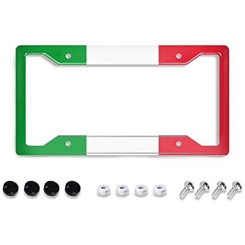 Personalized License Plate Frame Stainless Steels Cute Italy Flag License Plate Car Tag Holder with 4 Holes and Screws for Women Men Auto Decoration for USA Canada Vehicles Standard (12x6 inches) Cover