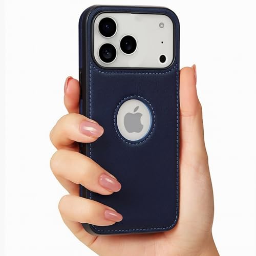 Image of Leather Case for Apple iPhone 17 Pro Max Premium Protective Stylish Slim Cover with Shockproof Raised Edges Blue