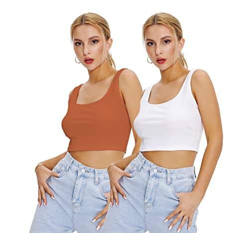 Image of Shasmi Women Crop Top, Ribbed, Stylish Tank Top, Soft and Comfy Fabric has Some Stretch