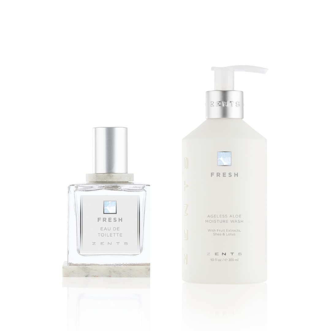 Zents Eau de Perfume Fresh Hand Body Wash Set Linden Blossom Cucumber Lemon Moisturizing Anti-Aging Cleanser with Organic