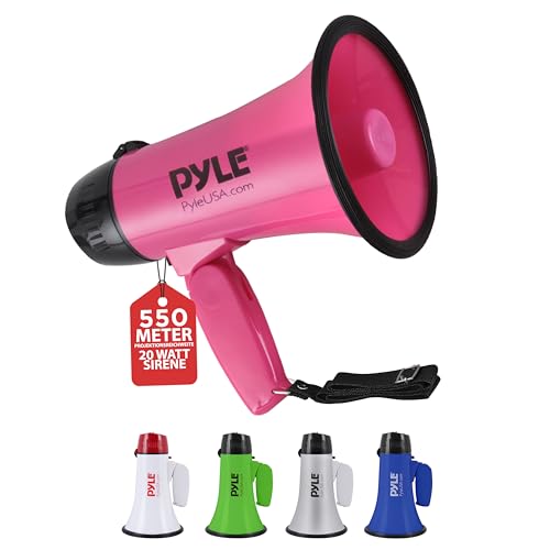 Pyle Megaphon mit Sirene, Signalhorn – Siren Megaphone – Mini Megafon Kinder & Erwachsene 20W, Faltbare Megaphone mit Sirene & Mikrofon, Lautstärke Einstellbar &...