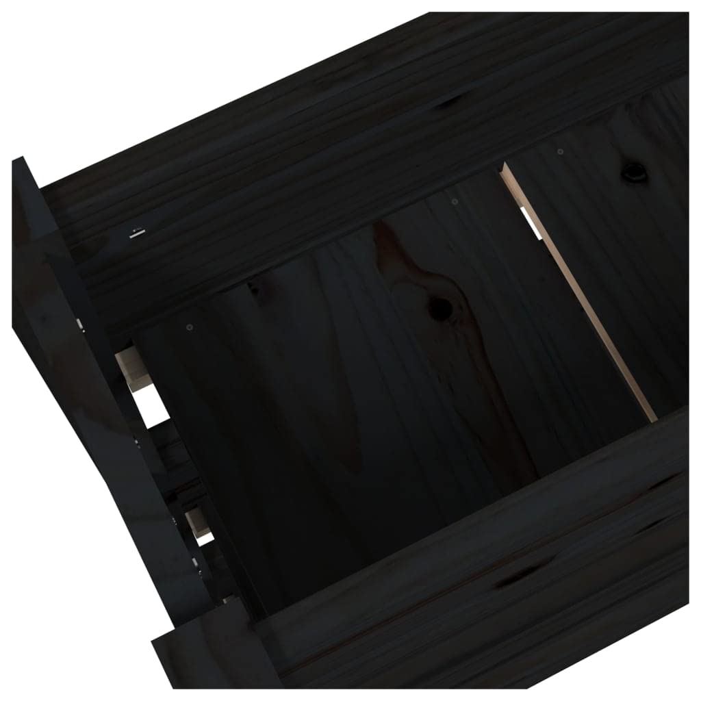 Jardinière Noir 77x25x104,5 cm Bois Massif de Pin - Carré Potager Vertical 3 Bacs pour Balcon, Jardin et Terrasse - Lit Surélevé Robuste et Grand Espace de Plantation