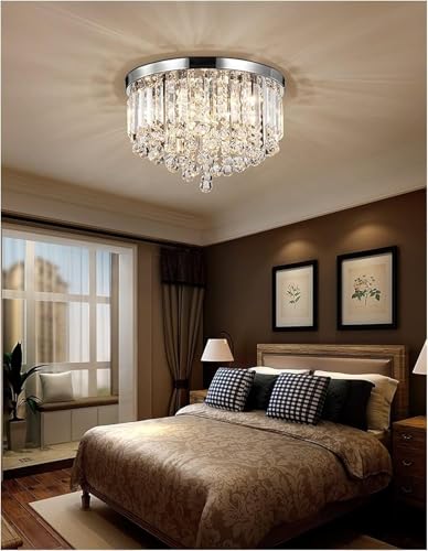 Lustre en cristal moderne avec plafonnier LED suspendu