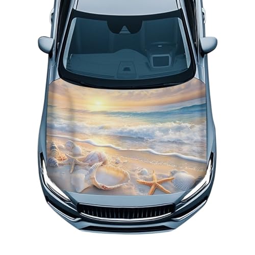 Image of Starfish Car Hood Cover Polyester Elastic Fabrics Washable Suitable for Large SUV and Pickup Trucks 39x59in