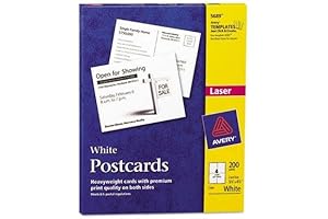 Avery Postcards 200-Count White 4-1/4 x 5-1/2 Laser Printer Sheets