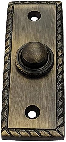 Adonai Hardware Rectangular Georgian Brass Bell Push or Door Bell or Push Button (Antique Brass)