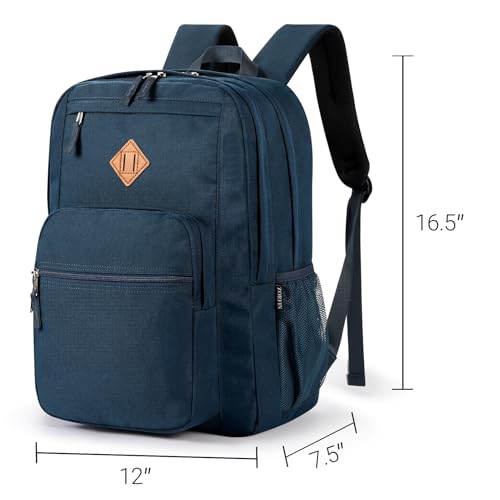 ZORFIN 26L Backpack for School, College, and Travel: Water Resistant Bookbag with 8 Compartments - Steel blue