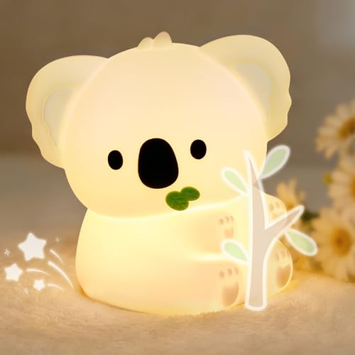 AUAUY Koala Nachtlicht, Silikon, USB, 7 Farben, mit 30 Minuten Timer