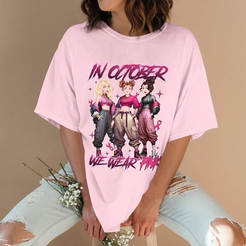 Breast Cancer Shirt - in October We Wear Pink T-Shirt - The 4th of July Shirts for Women3