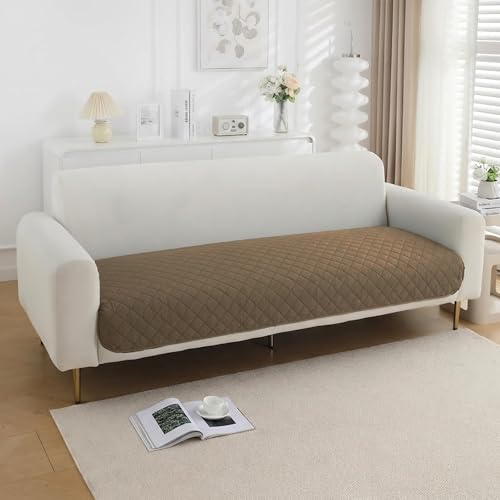 Image of 3 Seater Quilted Sofa Mat Cover | Elegant Brown Sofa Protector for Living Room | Soft, Washable | Perfect for Enhancing Living Room Interiors