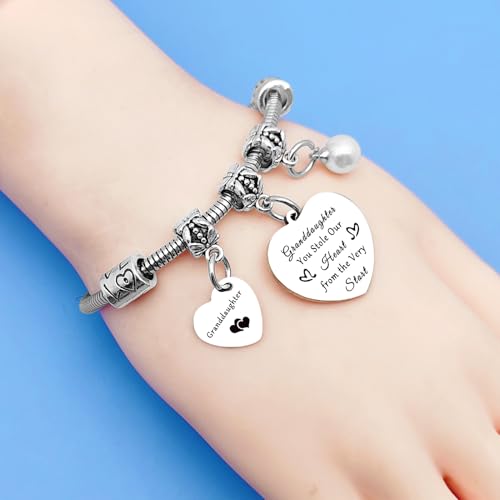 Image of Mwphuy Grandma Bracelet Gifts from Grandparents Family Jewelry Christmas Birthday Gift You Stole Our Heart from The Very Start Gift