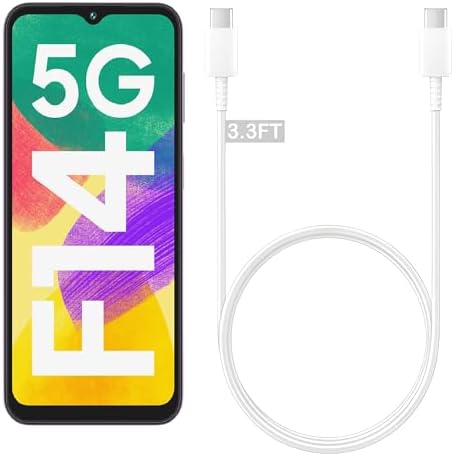ZYBUX Samsung Original Type-C Charging Cable (3.3FT) Compatible with Samsung F14 5G Cellular Phone, USB-C Data Cable 1M Type C Power Data Sync PD Cord 45W, White Pack of 1