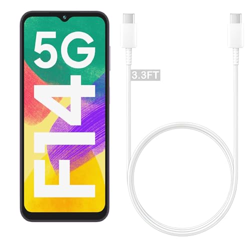 Image of Samsung Original Type-C Charging Cable (3.3FT) Compatible with Samsung F14 5G Cellular Phone, USB-C Data Cable 1M Type C Power Data Sync PD Cord 45W, White Pack of 1