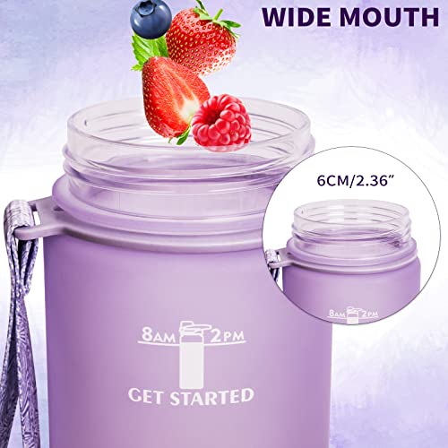 Seekua 32 Oz Sports Water Bottle With Straw & Time Marker Large Reusable Bpa-Free Motivational Drinking Bottle For Infused Water, Fruit, Smoothie, Coffee Wide Mouth #TOP4