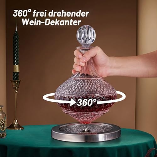 Foto von paysky Wein Dekanter, 1,5L, Weinbelüfter, Wein-Karaffe aus Kristallglas, Rotwein Glas-Karaffe, Mit Intigriertem Belüfter, Aerator, Dekantierer, Tropffrei
