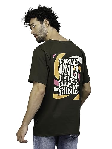 Image of Rigo Back Printed Half Sleeves Round Neck Oversized T-Shirt for Men | Drop Shoulder T-Shirt for Men | Loose Baggy Fit T-Shirt for Men