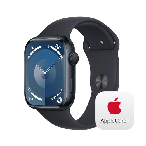 Apple Watch Series 9 [GPS 45mm] Smartwatch with Midnight Aluminum Case with Midnight Sport Band M/L.