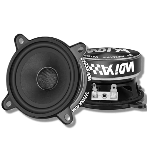 WDiYA 3.5-Inch Car Speaker Wool Fiber Cone+Fiberglass Sound Cap Full
