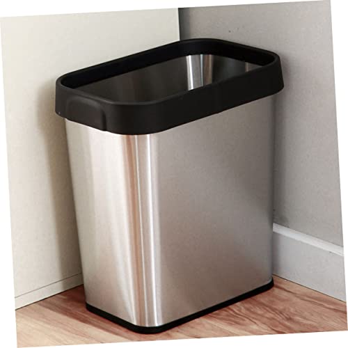 Caneca de basura rectangular con aro prensador de acero inoxidable miniatura 6