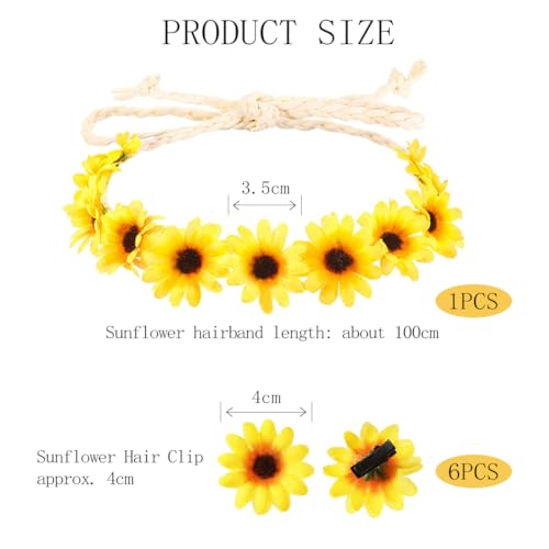 Youery Flower Headband, Sunflower Hair Accessories, Sunflower Headband with 6 Hair Clips, Goose Flowers - Image 2