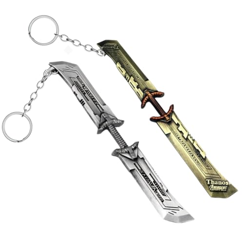 Image of Yaa Catchy Avengers Thanos hand with all Infinity Stone Gauntlet and Double-Bladed Sword KeyChain Key ring best Gift for (Thanos Lovers) Keychains