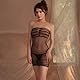 Azonelife Langes Transparentes Damen Kleid, Durchsichtiges Blusenkleid, Damen Body Kleid, Feines Netz Minikleid, Reizwäsche Einteiler Nachthemd, Schwarzes Mesh Kleider