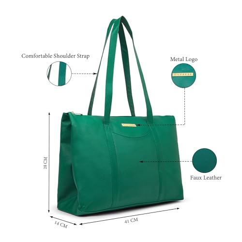 Image of Caprese Basil Large Tote Bag for Women with Shoulder Straps | Fits Up to 16 Inch Laptop| Stylish Handheld Bag, Multi-Compartment Design for Work, Travel, Shopping | Essentials & Daily Use