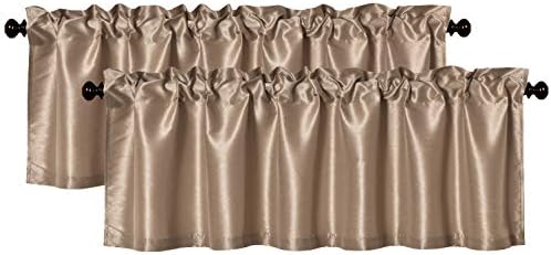 Aiking Home (Pack of 2) Solid Faux Silk Window Valance, 56 by 16 Inches, Sand