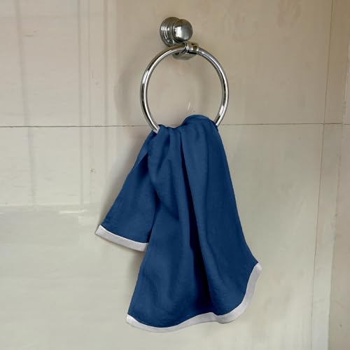 Image of Divine Casa Cotton Hand Towels Set of 6 500 GSM (60x40 cm) | Blue Hand Towels | Soft Absorbent Bathroom Towels