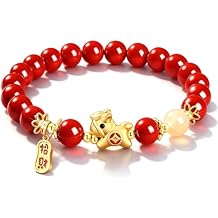 Red Horse Bracelet for Women Men Money Bracelets Feng Shui Lucky Red Beaded Bracelet for Protection Chinese Zodiac Good Luck Prosperity Stretch Jewelry Chinese New Year Outfit Accessories Gift