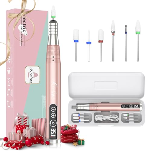 Image of Kredioo Nail Drill Cordless 35000RPM Portable Rechargeable Electric Nail File Professional Ceramic Bits Kit with Travel Case Remove Acrylic Nails Dip Powder Christmas Festival Gel Polish