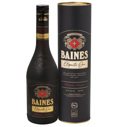 Pacharán Baines Etiqueta Oro - Licor Tradicional Navarro, 1 Botella (70cl)
