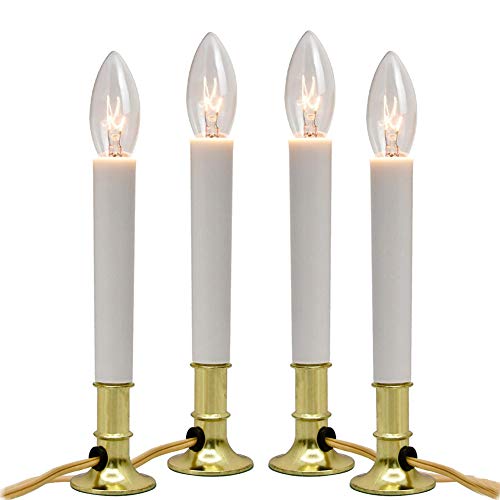 GOOTHY-Electric-Window-Candles-Lights-with-Golden-Plated-Base-Plug-in-Christmas-Window-Candles-Lamp-with-C26-Clear-Lights-Bulb-Turn-OnOff-4-Pack GOOTHY Electric Window Candles Lights with Golden Plated Base Plug in Christmas Window Candles Lamp with C26 Clear Lights Bulb Turn OnOff 4 Pack