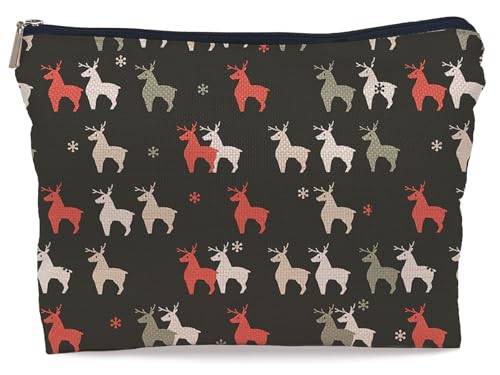 Lacosu Deer Christmas Makeup Bag Small Cosmetic Bag for Purse, Womens Gifts for Christmas, Christmas Small Makeup Cosmetic Bag for Purse