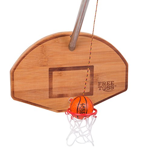 Tiki Toss Basketball and Hoop Deluxe Swing Game Free Toss- Be The First to Swing A Basket 100% Bamboo Party Game (with Telescoping Pole)